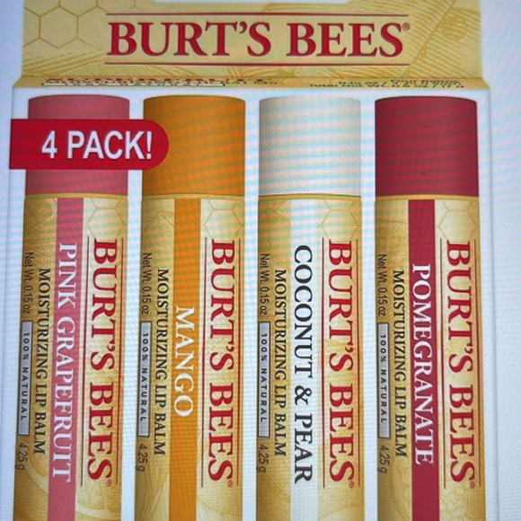 🔥BURT’S BEES🔥SUPER FRUIT 4PK MOISTURIZING LIP BALM NIB STOCKING STUFFER ITEM - Picture 2 of 6